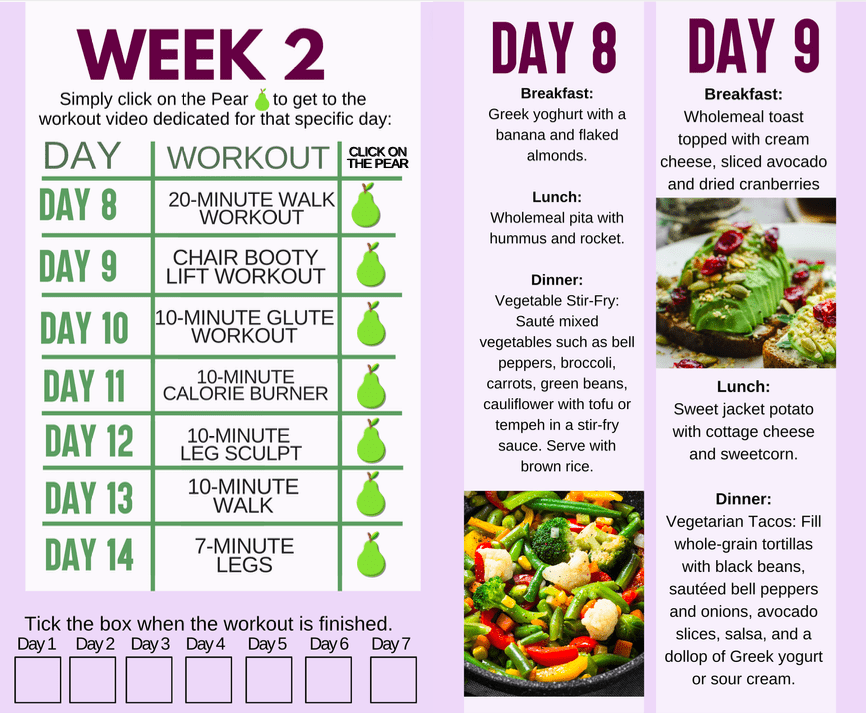 Workout Meal Plan Healthy Eating Workout Plan Weeks Pear Body